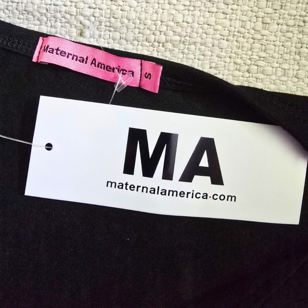 MATERNAL AMERICA Black Cap Sleeve Ribbon Bow Maternity Nursing Dress Small - Picture 4 of 4